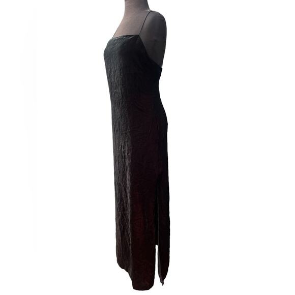 90s Emanuel Ungaro Velvet Square Neck Side Slit Minimal Whimsigoth Maxi Dress 8P - Picture 1 of 7